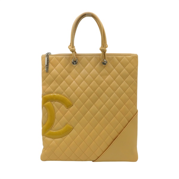 【再降價】橘色 牛皮 菱格紋 Cambon 康朋 手提包 銀扣 Cambon Line