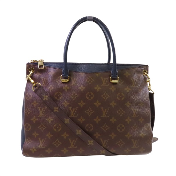 棕色 原花 帆布 Pallas MM 2Way  兩用包 金扣 棕色 藍色 M44042