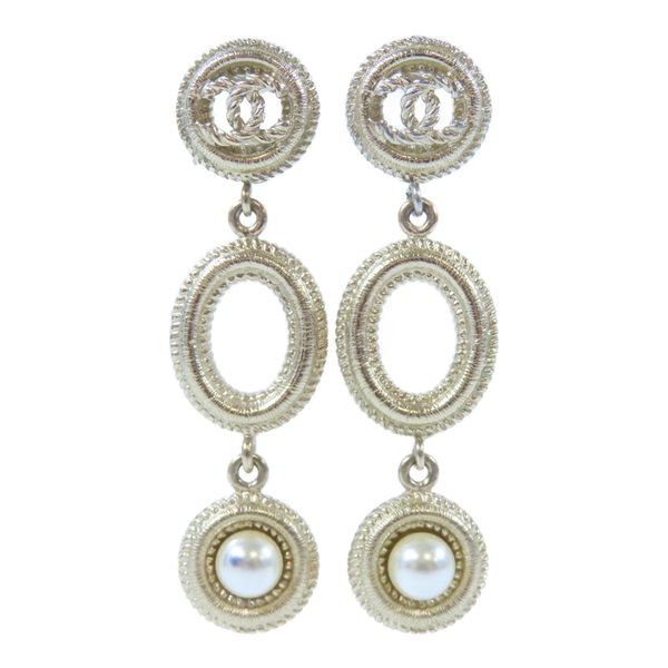 金色 白色 金屬 鍍金 耳環【CHANEL 香奈兒】