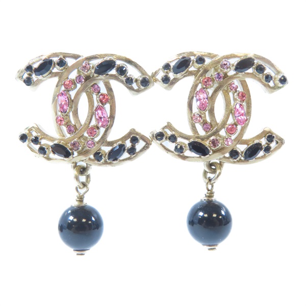 金色 黑色 粉紅色 金屬 鍍金 Big CC Logo 耳環