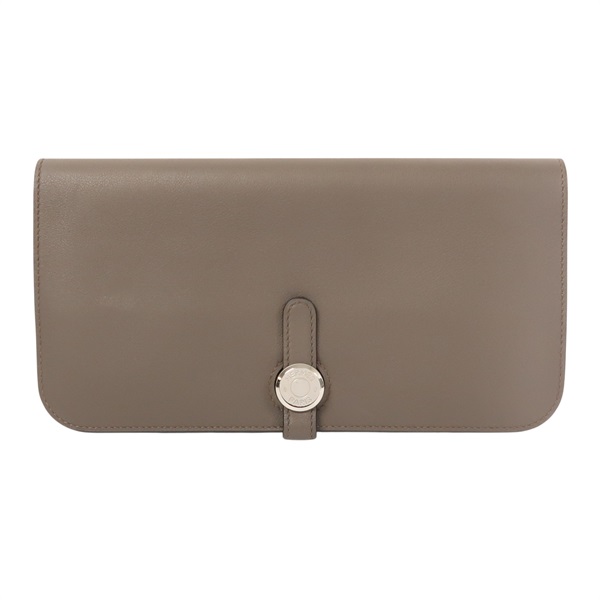 【再降價】大象灰 Swift皮革 Dogon MM 錢包 銀扣【HERMES 愛馬仕】 X刻印