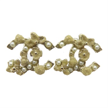 金色 金屬 鍍金 耳環【CHANEL 香奈兒】