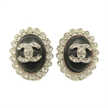黑色 金屬 CC 耳環【CHANEL 香奈兒】 AB9233
