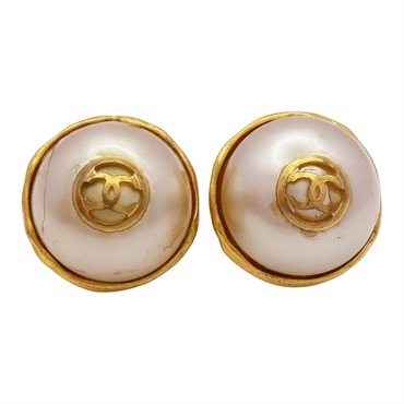 金色 金屬 鍍金 PVC 耳環【CHANEL 香奈兒】