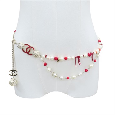 琺瑯 CC 珍珠珠帶 腰帶 金屬【CHANEL 香奈兒】