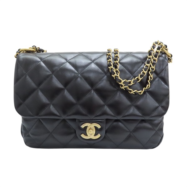 【再降價】黑色 亮面羊皮 鍊帶 肩背包 AS5087