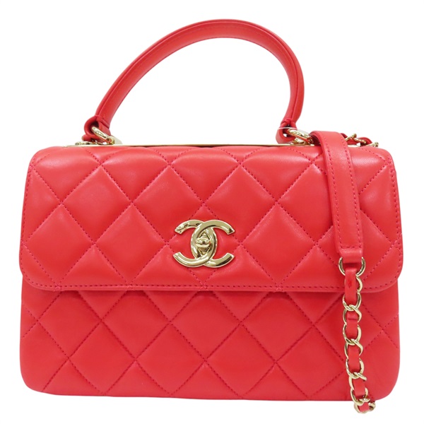 【再降價】橘色 羊皮 25cm 鍊帶 肩背包 金扣【CHANEL 香奈兒】 AS4654