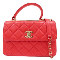 【再降價】橘色 羊皮 25cm 鍊帶 肩背包 金扣【CHANEL 香奈兒】 AS4654