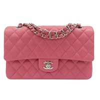 粉色 羊皮 Classic Flap Bag 25 鍊帶 肩背包 (無卡) A01112/Pink