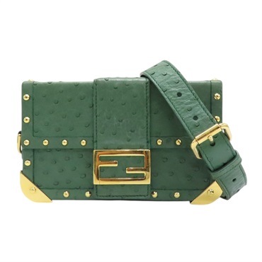 綠色 鴕鳥皮 Mini Baggte Trunk 肩背包 剪標 Sold品 Green