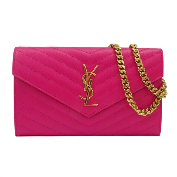 桃紅色 牛皮 山型紋 WOC 肩背包 360452