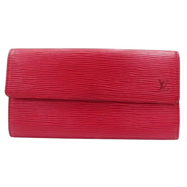 紅色 牛皮 水波紋 Sarah 扣式長夾 M60316