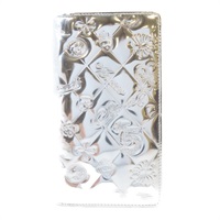 【再降價】銀色 牛皮 壓紋 雙折 Lucky Symbols 長夾【CHANEL 香奈兒】