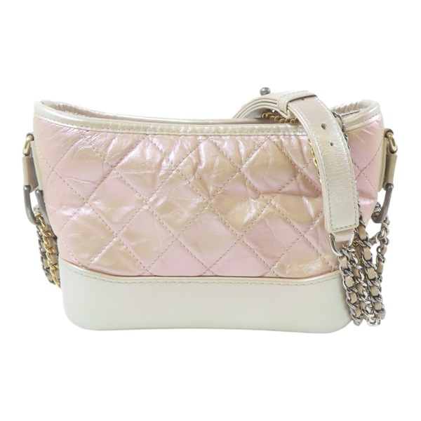 【再降價】粉紅色 羊皮 菱格紋 Gabrielle Hobo Small 肩背包 鍊帶 A91810