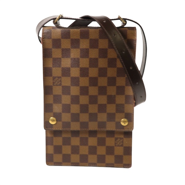 棕色 棋盤格 PVC塗層帆布 Portbello 肩背包 N45271