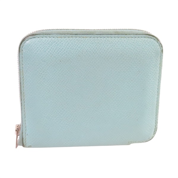 【再降價】聖西爾藍 牛皮 Silk'In Compact 絲巾短夾 T刻【HERMES 愛馬仕】 T刻印