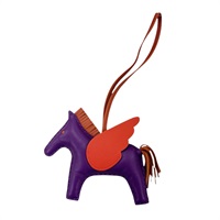 紫色 羊皮 Rodeo Pegase MM 吊飾 Z刻【HERMES 愛馬仕】