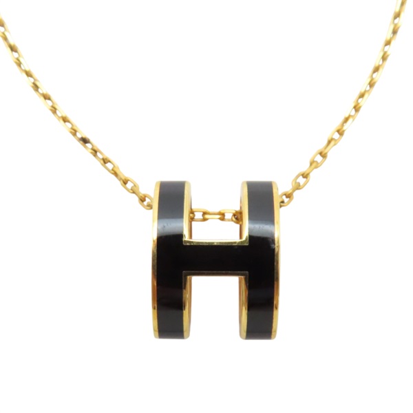 黑色漆面 金色鍍金 POP H Necklace 項鍊【HERMES 愛馬仕】