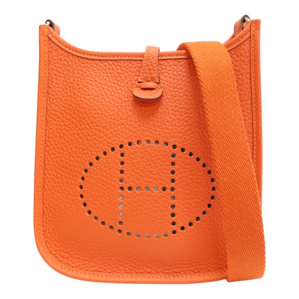 橘色 Togo 皮革 MINI EVELYNE 肩背包 B刻印 Orange/PHW