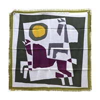 綠色 羊絨 絲綢 幾何圖形 絲巾 圍巾 【HERMES 愛馬仕】