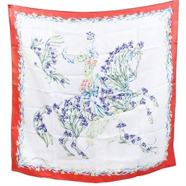 白色 真絲 絲巾 90*90