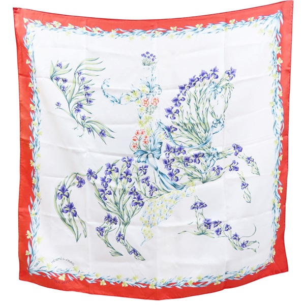 白色 真絲 絲巾 90*90