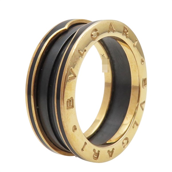 18K玫瑰金 黑色 陶瓷 B-zero1 2圈 戒指 57【BVLGARI 寶格麗】