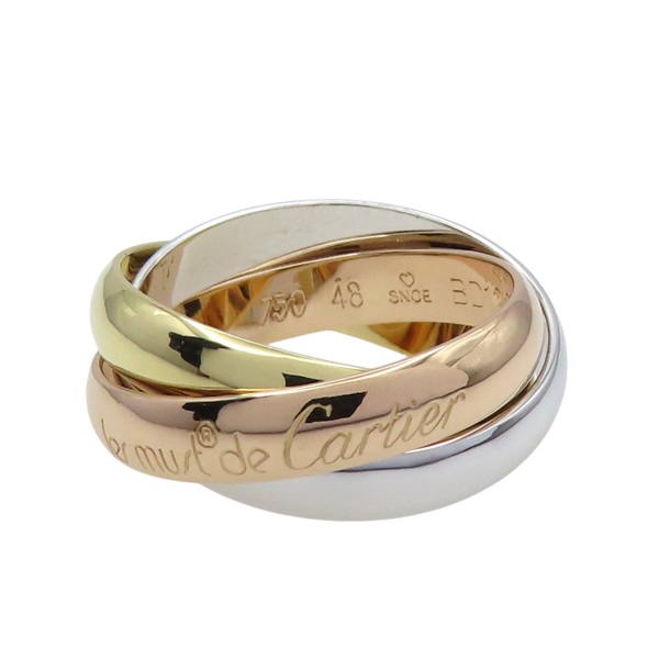 18K 三色三金 Trinity 三環戒指 48【Cartier 卡地亞】