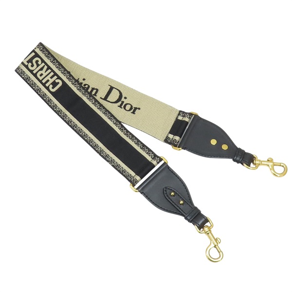 黑色 帆布 千島格 背帶 【Dior 迪奧】