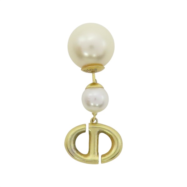 金色 鍍金 珍珠 單邊 耳環【Dior 迪奧 】