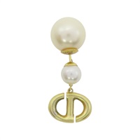 金色 鍍金 珍珠 單邊 耳環【Dior 迪奧 】