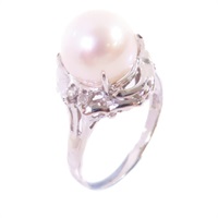 珍珠 鑽石 14K白金 戒指【JEWELRY 無品牌珠寶】 Pearl 3.0g