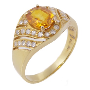 18K 黃金 黃玉 鑽石 戒指【JEWELRY 無品牌珠寶】 Topaz Diamond 3.9g