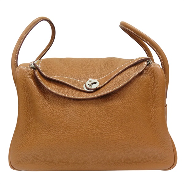 金棕色 TC牛皮 Lindy 34 肩背包 □Q刻 銀扣