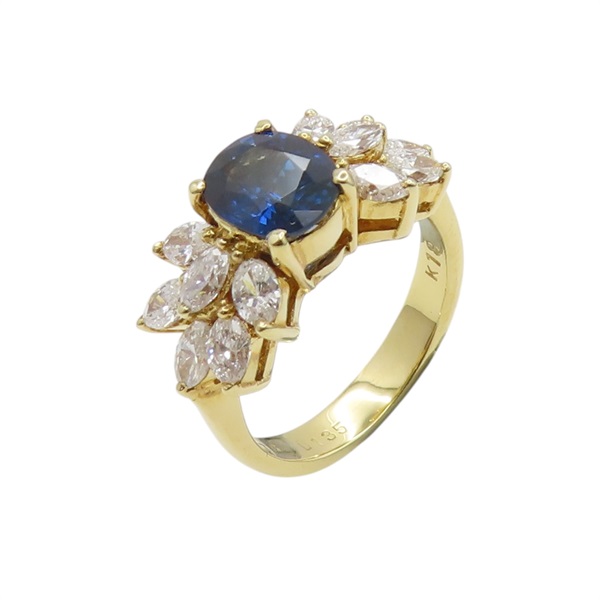 18K黃金 藍寶石 鑽石 戒指 #11【JEWELRY 無品牌珠寶】