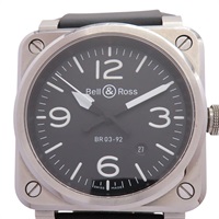 黑色錶盤 自動上鍊 不鏽鋼 膠帶 BR 03-92 腕錶【Bell & Ross 柏萊士】 BR03-92-S