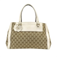 棕色 GG帆布 白色牛皮 Trophy 托特包 190246【GUCCI 古馳】 190246