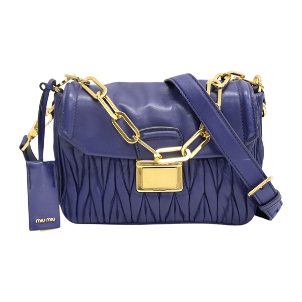 藍色 羊皮 肩背包【MIU MIU 繆繆】