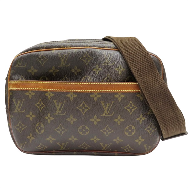 棕色 原花 帆布 reporter PM 記者包 肩背包 M45254