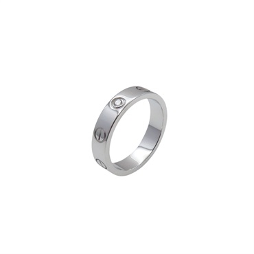 18K 白金 Mini Love 1P 鑽石 戒指 #49【Cartier 卡地亞】