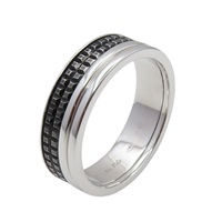 18K 白金 Quatre 黑色 陶瓷 戒指 #60【BOUCHERON 寶詩龍】 JAL00293