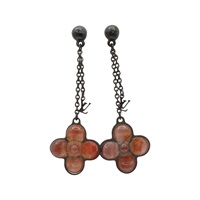 黑色 紅色 鍍銀 垂墜耳環【LOUIS VUITTON LV 路易威登】