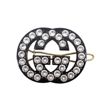黑/金色 金屬 水鑽 髮夾【GUCCI 古馳】