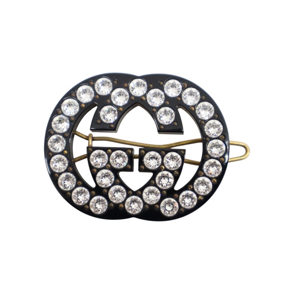 黑/金色 金屬 水鑽 髮夾【GUCCI 古馳】