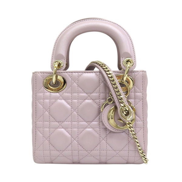 粉色 籐格紋 羊皮 Lady Dior Mini 兩用包 M0505OADU