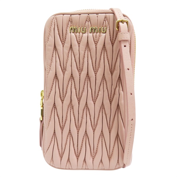 粉色 羊皮 手機包 肩背包【MIU MIU 繆繆】 5DH041
