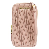 粉色 羊皮 手機包 肩背包【MIU MIU 繆繆】 5DH041