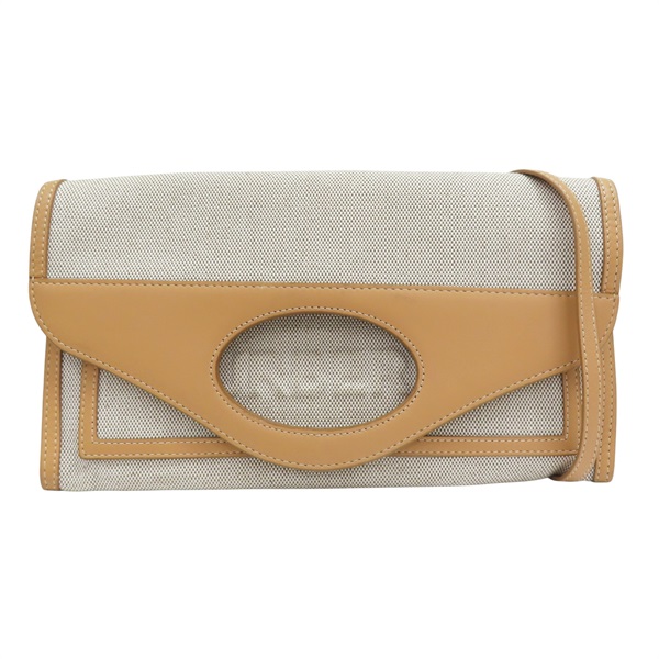 米色帆布 膚色牛皮 HORSEFERRY 肩背包【BURBERRY 巴寶莉】