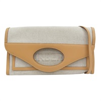 米色帆布 膚色牛皮 HORSEFERRY 肩背包【BURBERRY 巴寶莉】