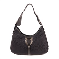 黑色 帆布 Gancini 肩背包【Salvatore Ferragamo 菲拉格慕】 EX-21/6843